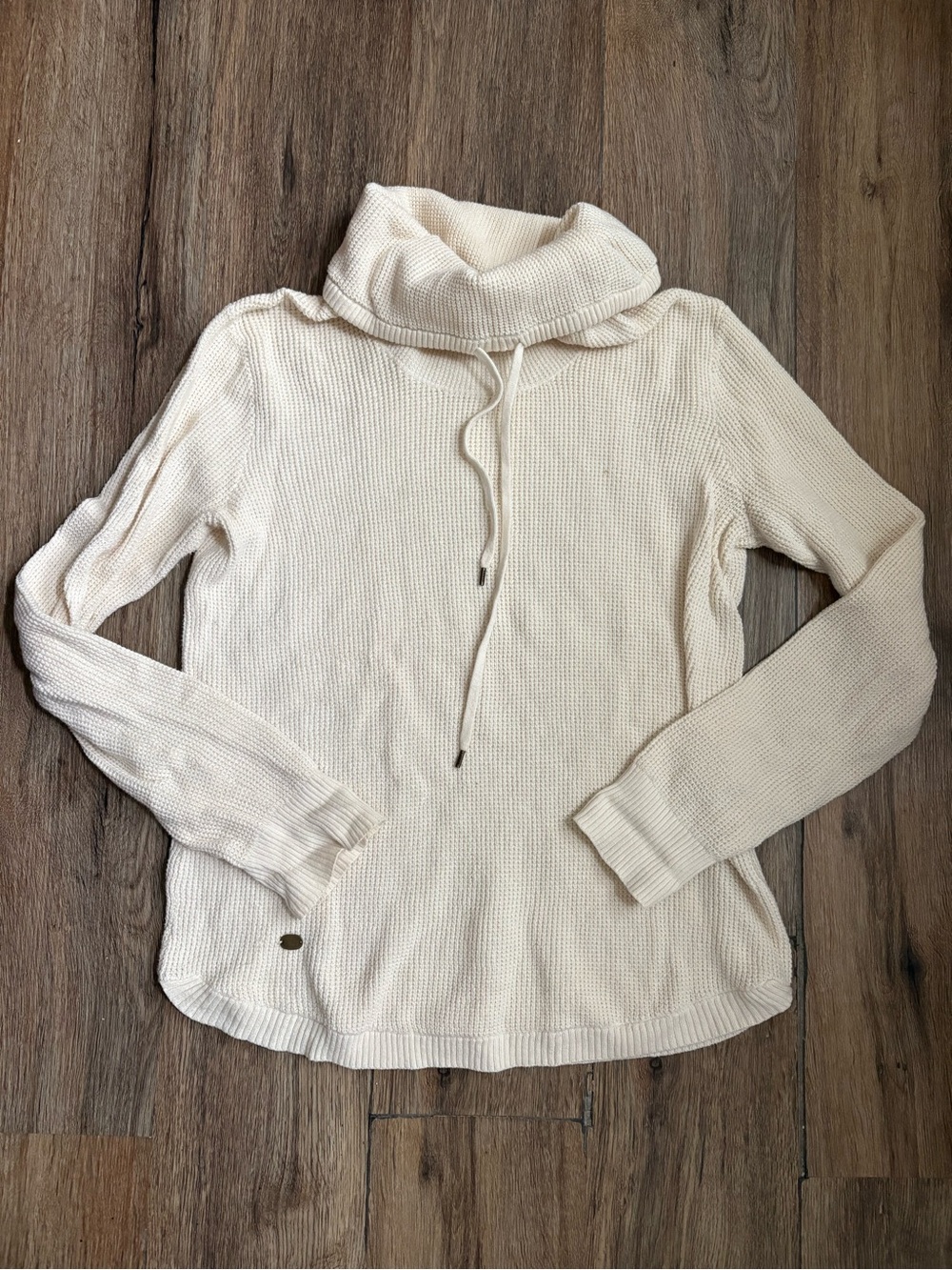 Lauren Ralph Lauren Waffle Knit Cowl Neck Pullover Women’s S Cream/Ivory Autumn